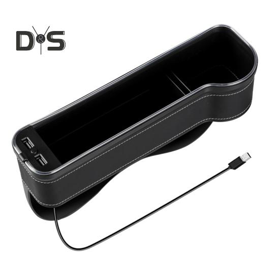 

Автомобильный ящик для хранения RGB с зарядкой, 7 цветов, режим освещения, органайзер для швов автомобильного сиденья, переключатель памяти для безопасного вождения чёрный