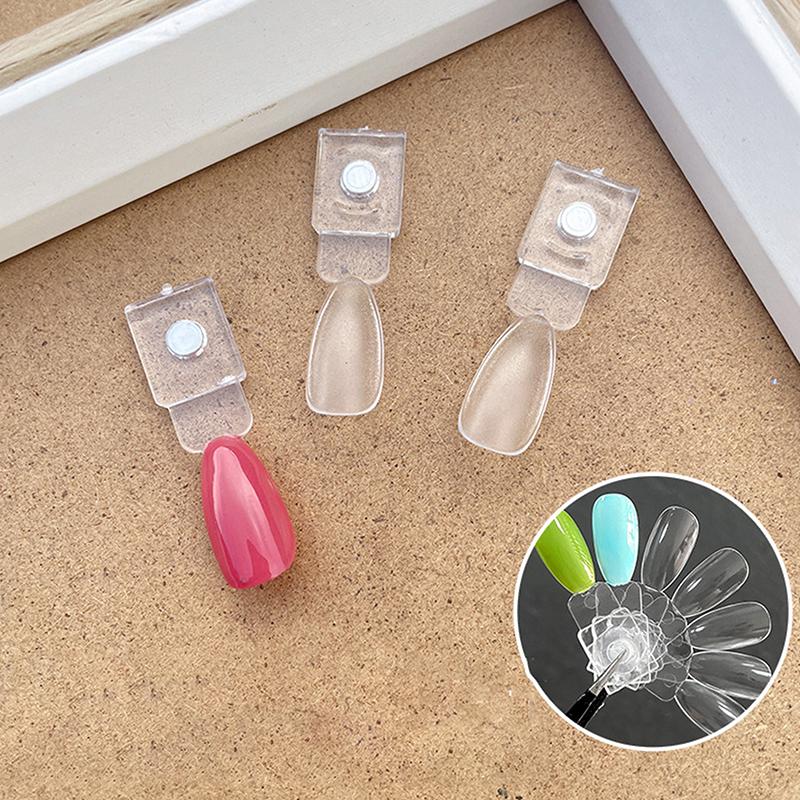 24Pcs Polish Color Chart Magnetic False Nail Tip Display Clear Color Card Polish Gel Stand Board Nail Palette Nail Glue Practice