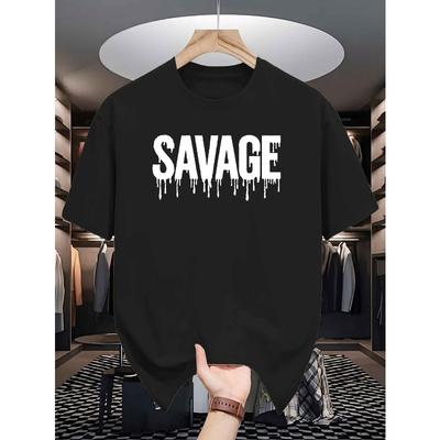 European Sizes Men's Summer Short-sleeved T-shirts, Fashionable and Trendy Printed Men's Shirts, Male' S Summer Round Neck Tops
