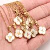 Gold-plated Letter Necklace for Elegant Women - Four-leaf Clover Letter Pendant Necklace