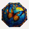Stained Butterfly Wall Art: Vibrant Blue & Orange DecorUmbrella, Portable 3-Fold Compact Umbrella for Men & Women Gift