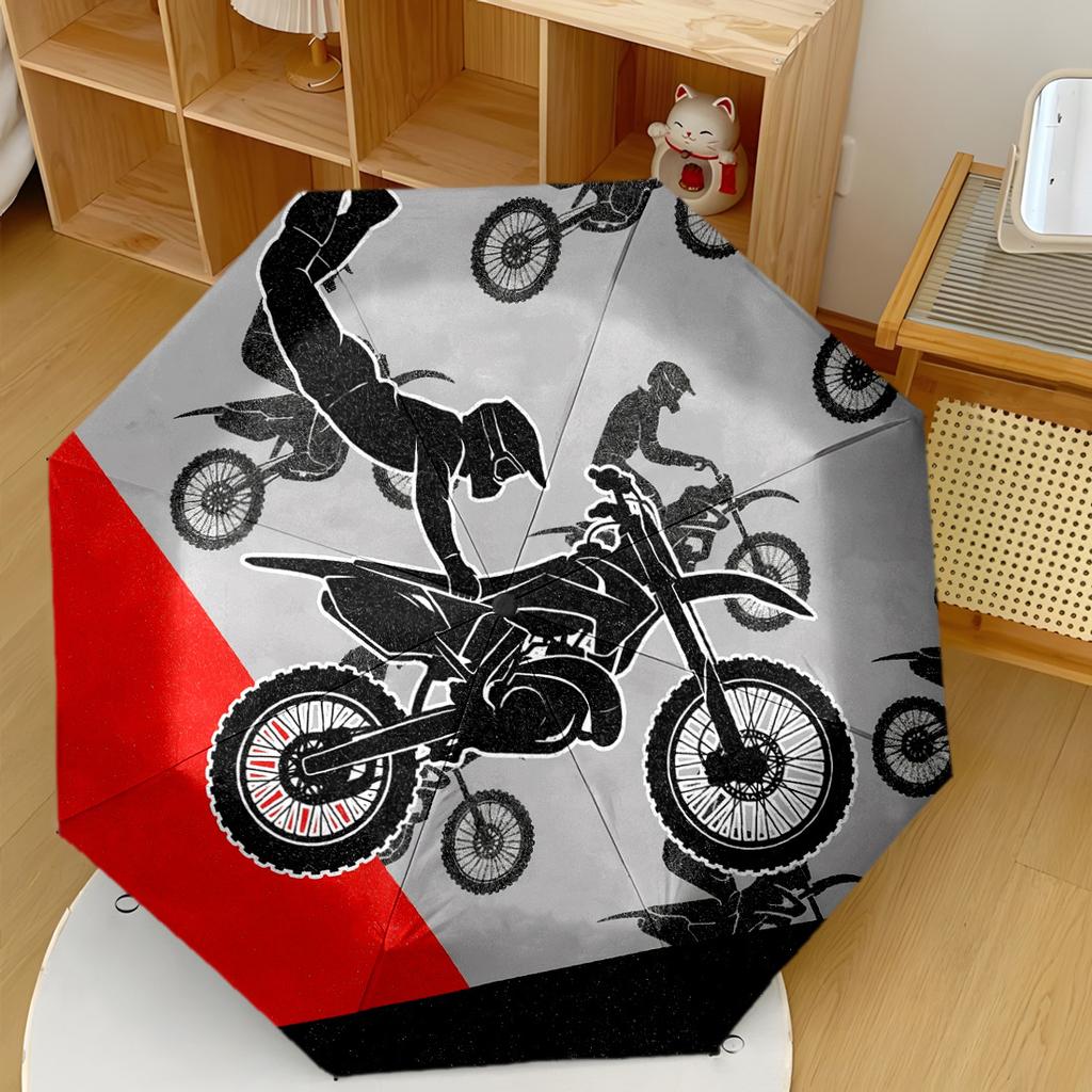 Dirt Bike Stunt Performance Automatic Umbrella Compact 8Rib Design Sturdy Construction Travel Essential Fashion Lovers Birthdaychristmas Gift F78