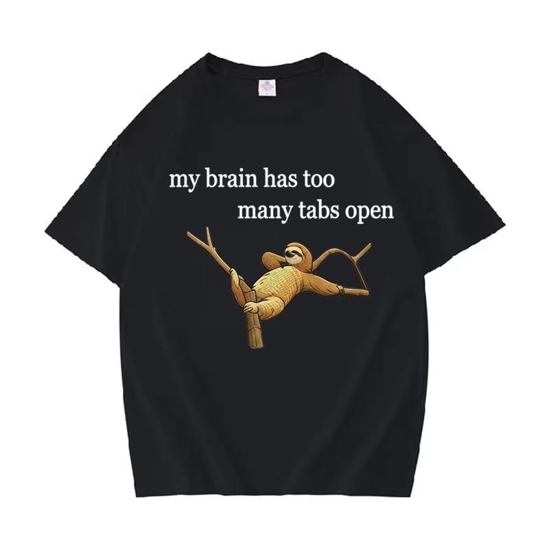 

My Brain Has Too Many Tabs Open Funny Quokka T Shirt Men s CottonHot Sale Short Sleeve T-Shirt Daily Harajuku Casual Loose To... S разноцветный