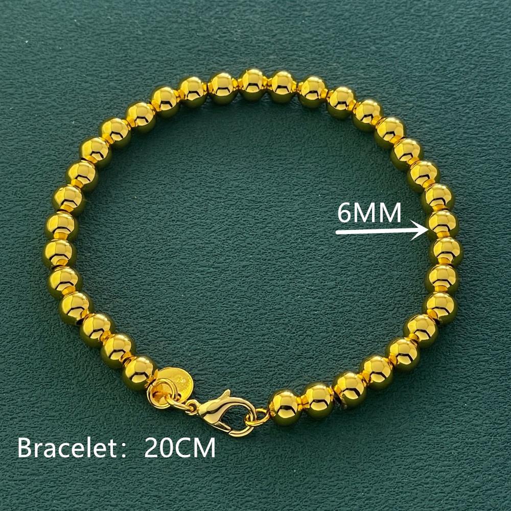 925 Silver Plated Gold Fashion Premium 6MM Buddha Bead Necklace Birthday Party Anniversary Gift
