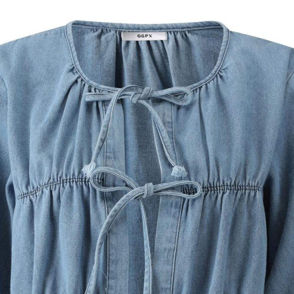 Ggpx New York Triple Ribbon Denim Blouse  Gq3sh038f 