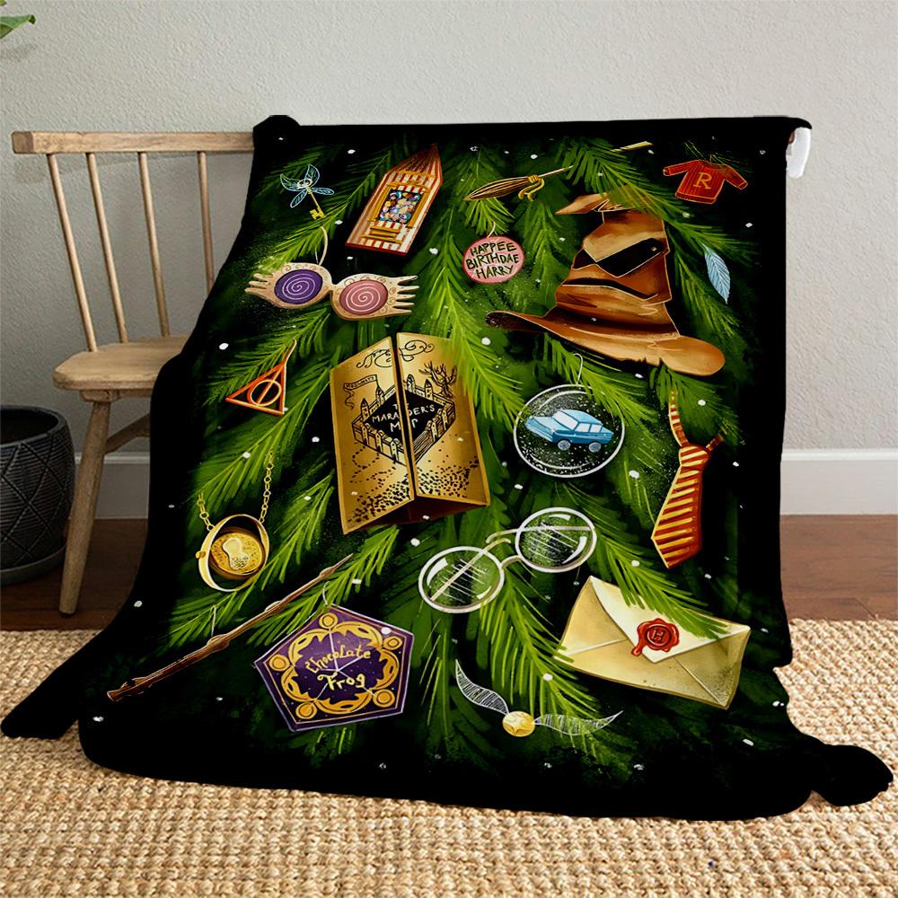 1pc Harry Potter Christmas ornaments Outdoor Flannel Throw Blanket All Season Soft Warmth,Home Decor 1031171
