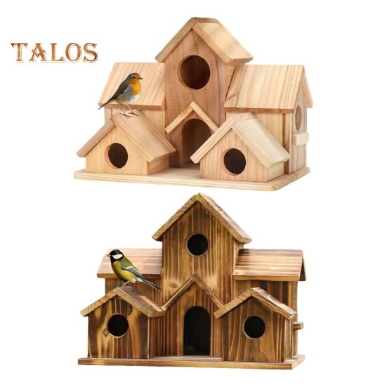 Vogelhäuschen für draußen, hölzernes Kolibri-Nest, Vogelhäuschen für draußen, großes Vogelhäuschen mit 6 Zimmern für die Dekoration im Garten und im Innenhof