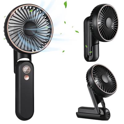 Mini ventilador portátil de mano con banco de energía, ventilador recargable por USB, mesa silenciosa plegable de 180 °, ventilador de mano para acampar, oficina y exteriores