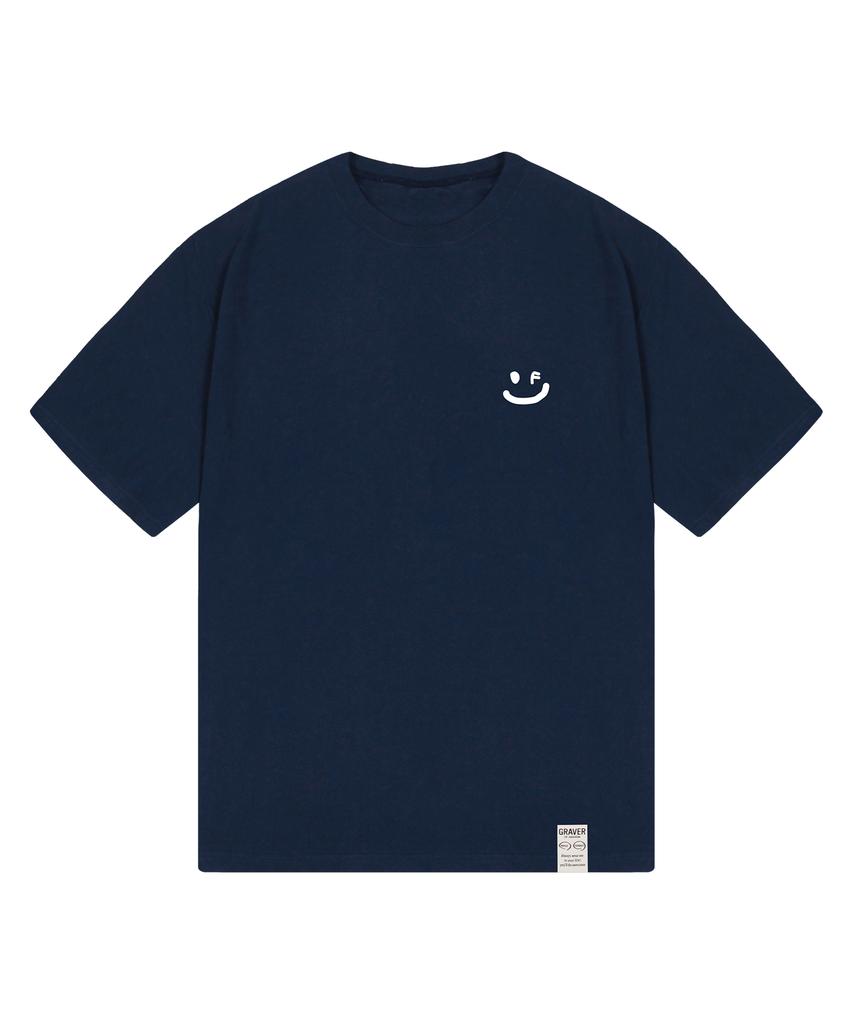 GRAVER [Unisex] Small Drawing Smile Short Sleeve T-Shirt_3 Colors