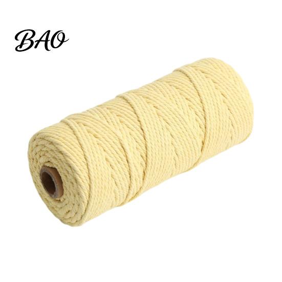 Corda Morbida in Cotone per Arte dell'Intreccio Corda da 3 mm, 100 Metri Corda Colorata Resistente Intrecciata per Artigianato Crochet Lavorazione Arazzi, Intreccio a Mano, Artigianato Fai da Te Gioielli