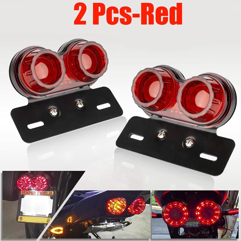 Motorcycle LED Tail Light Integrated Brake Turn Signal With License Plate Bracket For Honda Yamaha Universal 12V Rear Light