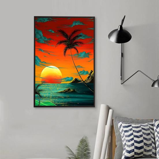 Full Drill 5D Rhinestone Painting Kit Rich Color Sparkling DIY Handmade Landscape Diamond Art Wall Decoration