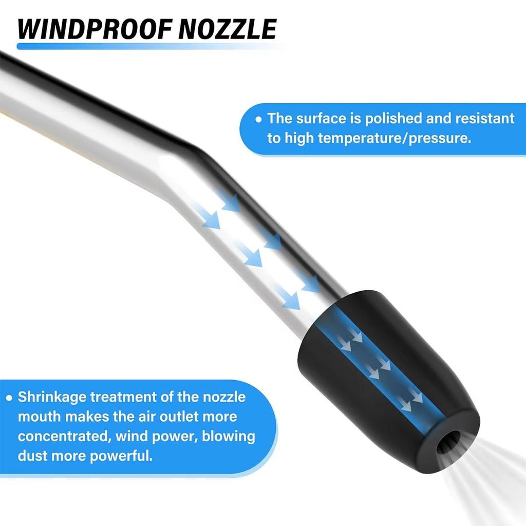 Pistolet do przedmuchiwania powietrzem, Pistolet do przedmuchiwania powietrzem o wysokim przepływie do kompresora z wygiętą pod kątem dyszą, Trzy kolory do wyboru, Długi typ