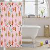 Merry Pink Christmas Shower Curtain,Cartoon Gingerbread Man Bathroom Curtain,Snowflakes Candy Fabric Shower Curtains,Happy New