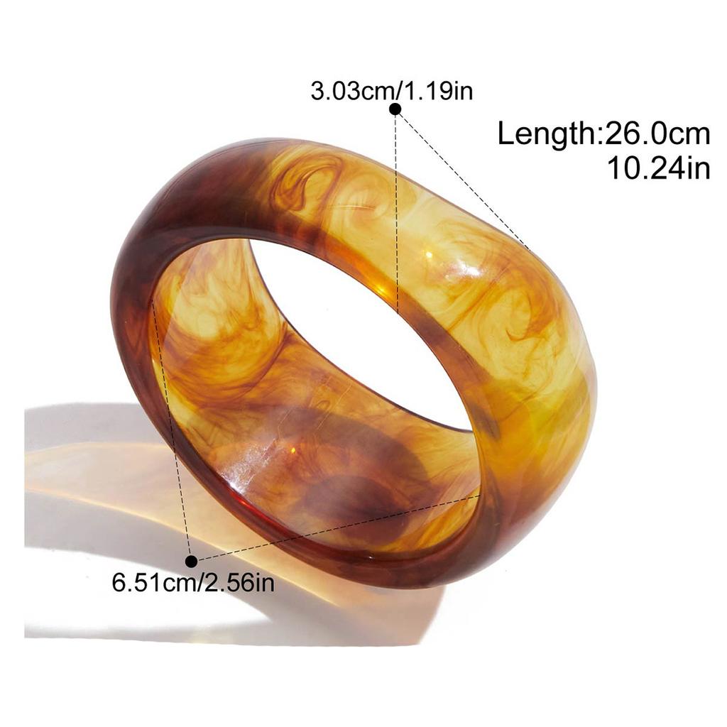 Yori Hot Style White Black Brown Resin Chunky Hoop Bracelet Bangle Daily Trendy Jewelry Gift Waterproof Accessory