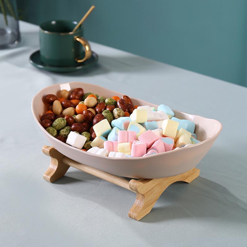 Fruit Plate Snack Tray Candy Dish for Home Living Room Coffee Table Dried Fruit Bowl Wooden Tableware Dishes