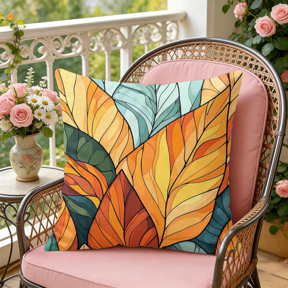 Classic Leaf Glass Cushion Cover Soft Plush Throw Pillow Cover  DoubleSided Decorative Cushion Case  Sofa Bedroom Home Decor