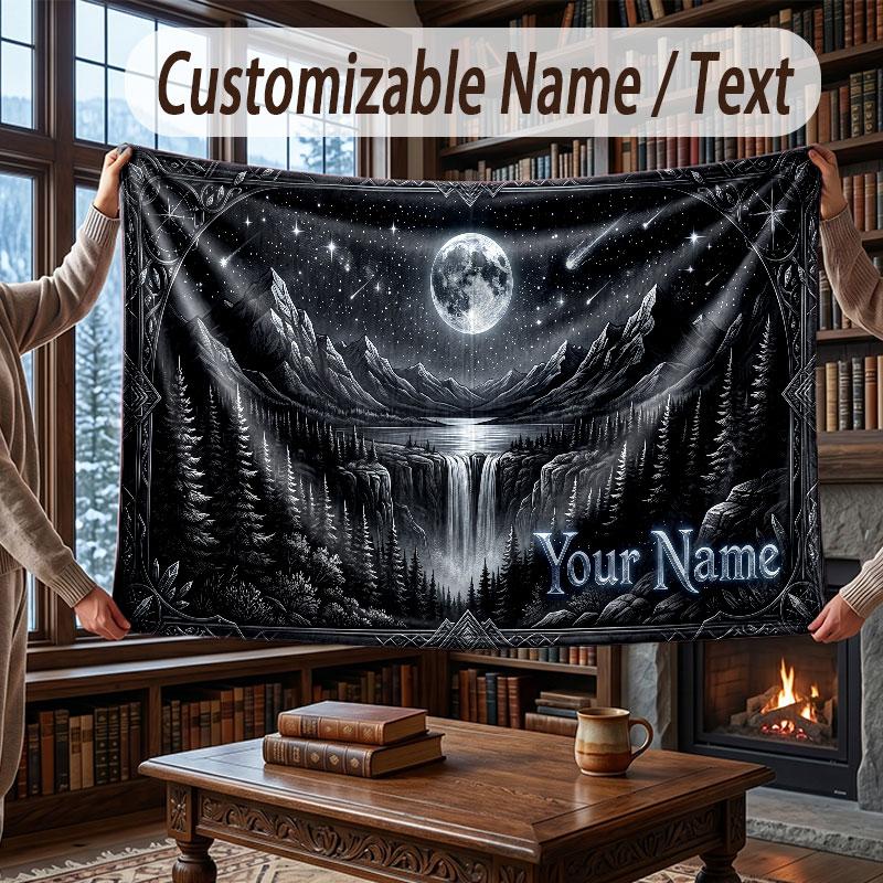 Coperta Morbida e Accogliente con Tema Foresta di Funghi Testo Personalizzato con Nome per Divano Letto Casa