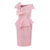 Women's Plus Size Pink Bow Off-Shoulder Elegant Evening Bodycon Dress