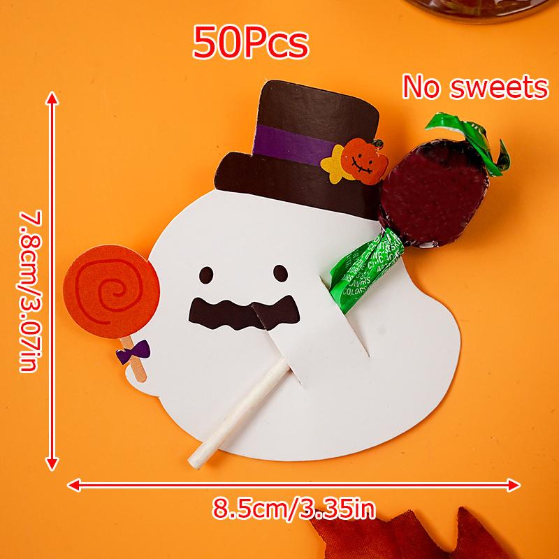 50pcs Little Bear Candy Decoration Card Halloween Cartoon Pumpkin Card