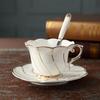 Exquisite  Bone China Coffee Cup Saucer And Spoon Set with Gold Ceramic Cappuccino Afternoon Tea