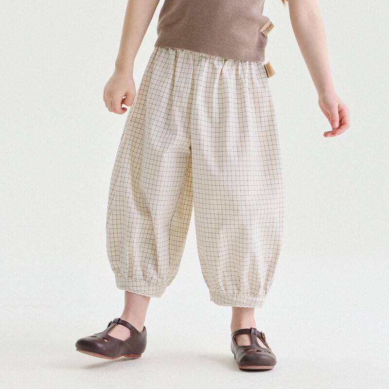 Girls  Summer Floral Plaid Cotton Harem Pants 140