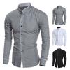 Men Shirt Business Single-breasted Stand Collar Formal Contrast Color Line Autumn Shirt for Work