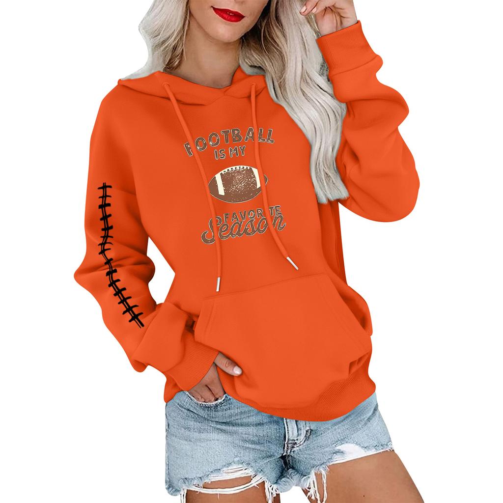 Women's Fashionable, Casual, Comfortable Round-neck, Hooded, Long-sleeved, Rugby-print Warm Sweater