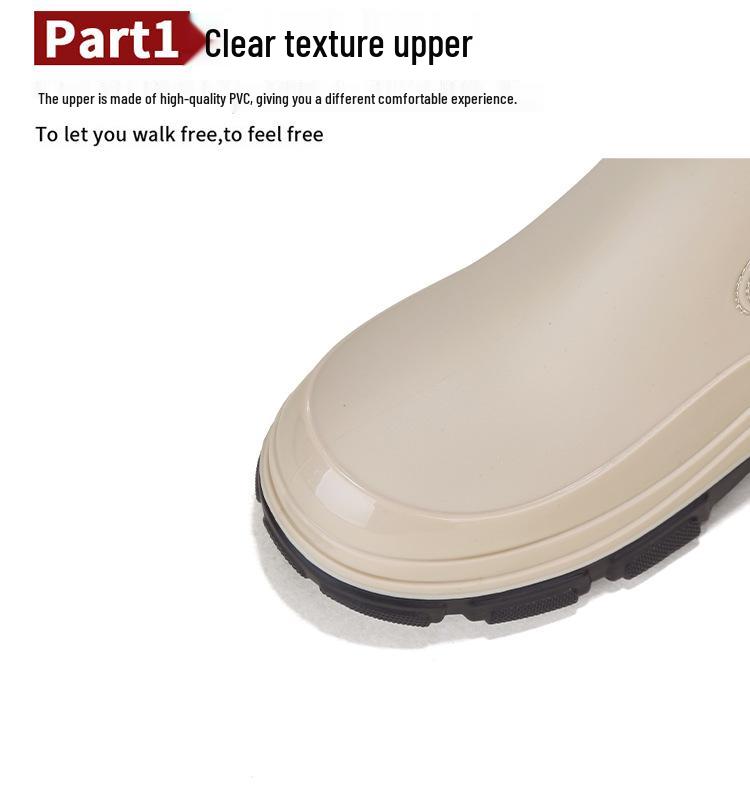 Korean Style Women's Waterproof Chelsea Rain Boots - Mid-Calf Rubber Overshoes with Thick Sole Fashion.