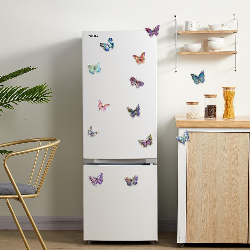 Laser Gold Foil Butterfly Wall Sticker 3D PET Retro Decal DIY Scrapbooking Hollow Butterfly Stickers for Home Decor