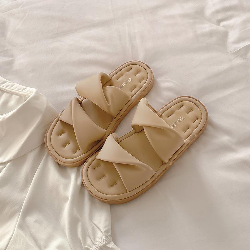 Thick-soled slippers women's summer summer new bow with sandals soft-soled casual cool slippers