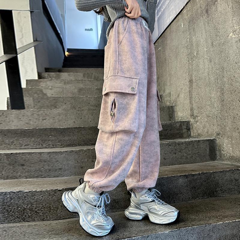 

Girls Tie-Dye Cargo Pants - Autumn 2025 Collection: Big Kids Cuffed Long Pants 170 cm розовый