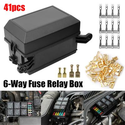 Black Accessories For Car Truck Trailer 6 Way Fuse Relay Box Holder Block Circuit Protector Terminal Auto Replacement Part