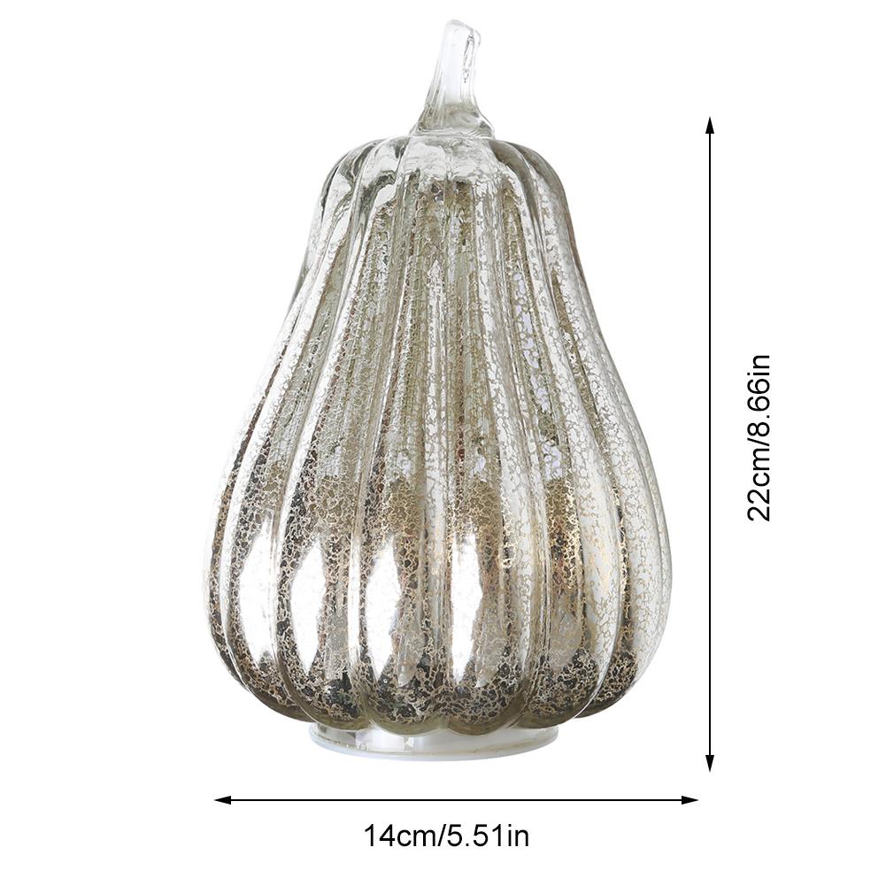 Glass Pumpkin Lanterns Battery Operated Halloween Pumpkin Lights LED Twinkling Lamp W/ Timer Halloween Decorations Desk Ornament