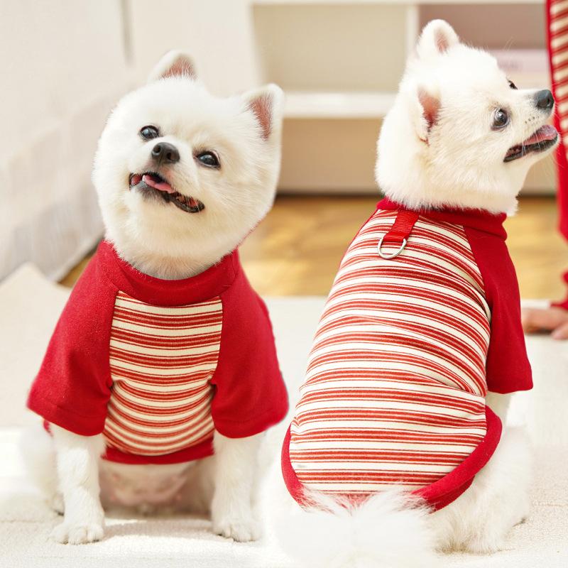 Striped Dog and Cat Pet Clothing, Cat Clothes, Dog Supplies, French Bulldog Base Shirt