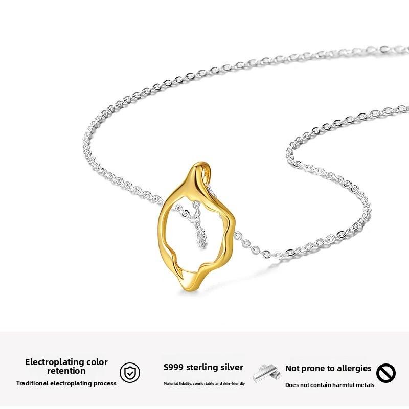Collar de plata de ley con colgante irregular diseño minimalista elegante para mujer