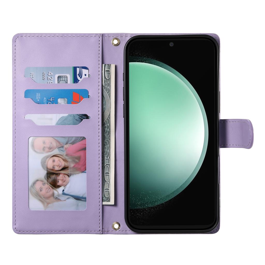 For Samsung Galaxy S25 FE Case Rhombus Stitching Wallet Stand Leather Phone Cover with Long/Short Strap