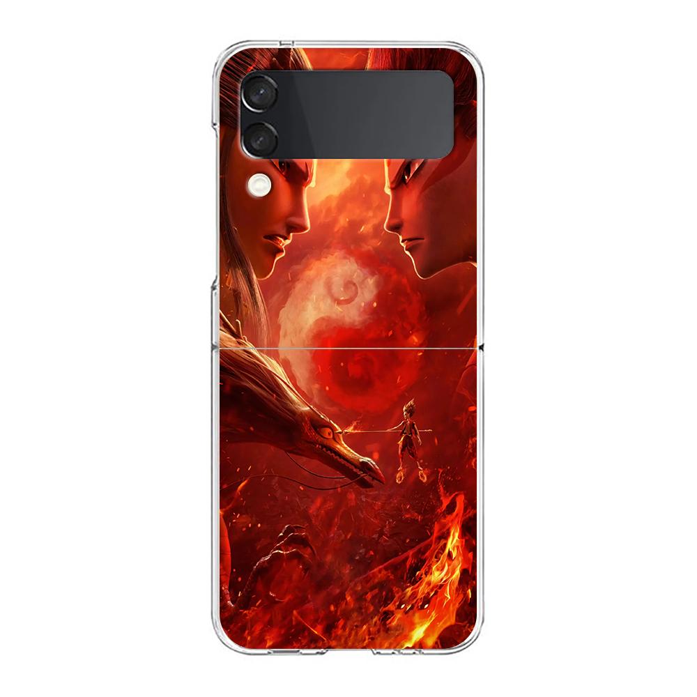 

Phone Cover For Samsung Galaxy Z Flip 6 5 4 Case Transparent For Samsung Z Flip 3 Hard PC Foldable Shell New Nezha Fundas Capas Samsung Z Flip