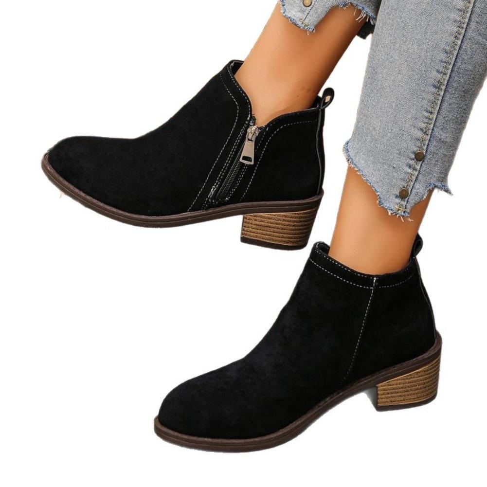 Fashion 2025 Autumn Mid Heels Women Ankle Boots Classical Shoes for Woman Fashion Chunky New Trends Shoes Snow Chelsea Boots De Mujer