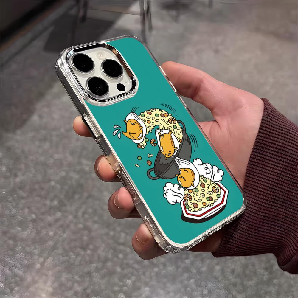 G-Gudetama Egg Cute Phone Case For IPhone 17 Air 16 E 15 14 13 12 11 Plus Pro Max Electroplated Transparent Soft Shell