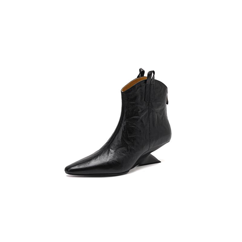 

Fashion 2024 Autumn HOT SALE Women Boots Ankle Boots Genuine Leather Shoes for Women Chelsea Short Boots Chunky Heel Ladies Women Shoes 34 чёрный