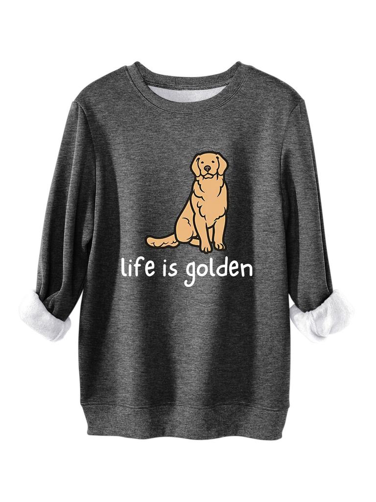 Stylish Cozy Thick Warm Plush Hoodie with Round Neck and Long Sleeves