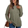 Women's Casual Long Sleeve Ribbed Knit Top with Pocket, Soft and Comfortable Pullover for Everyday Wear