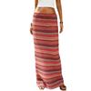 Gonna lunga dritta semplice a righe in maglia casual da donna per vacanze al mare