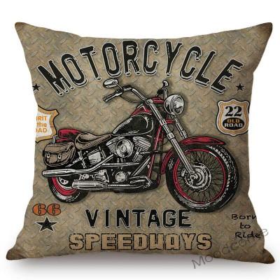 Vintage American Style Muscle Motorcycle Club Art Throw Pillow Case Retro Classic Motorbike Poster Art Linen Cushion Cover Case