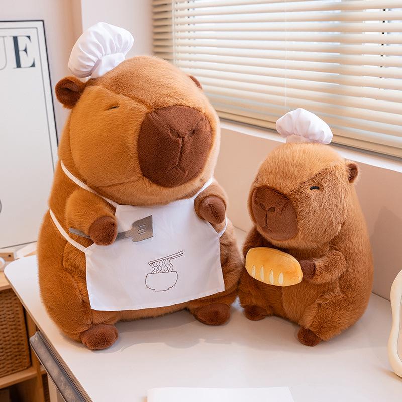 Chef Capybara Plush Toy: Cute Baker Doll, Large Sleep Companion Pillow