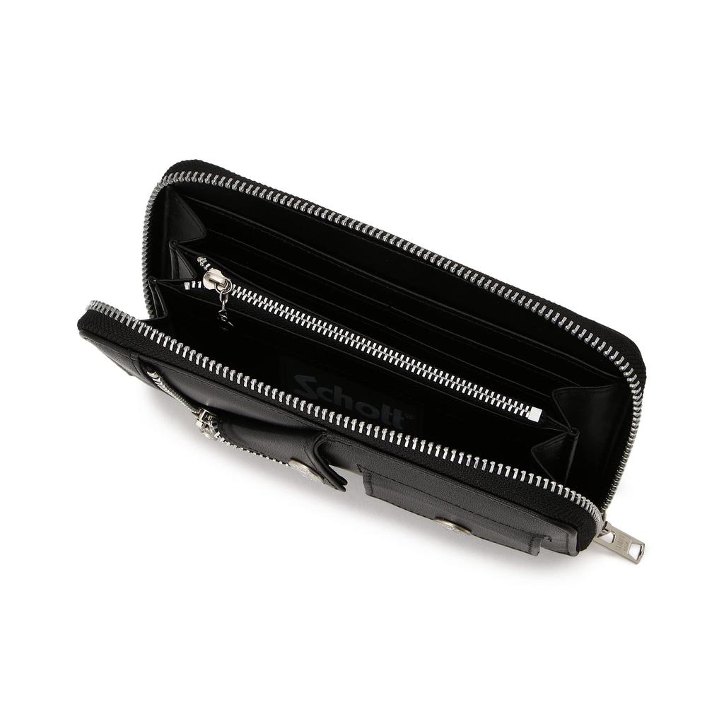 Schott NYC Men's Leather Riders Zip Wallet, Size 3129110, F 009 Black