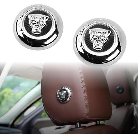 2pcs Car Front Seat Switch-Adjusting Button Cover Decal Trim Decorative Frame Interior Modification Ccompatible with XF XE XJ E-PACE F-PACE Black Chrome