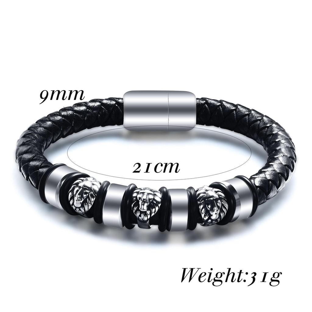 Stainless Steel 9MM Woven Freemason Logo Magnet Bracelet for Men