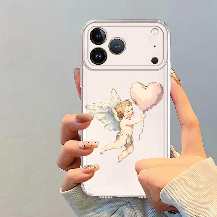 Coque de téléphone souple Bébé Ange pour iPhone 17 Pro Max 13 Pro 15 16 XR 11 12 Mini XS Max Air 7 8 14 Plus